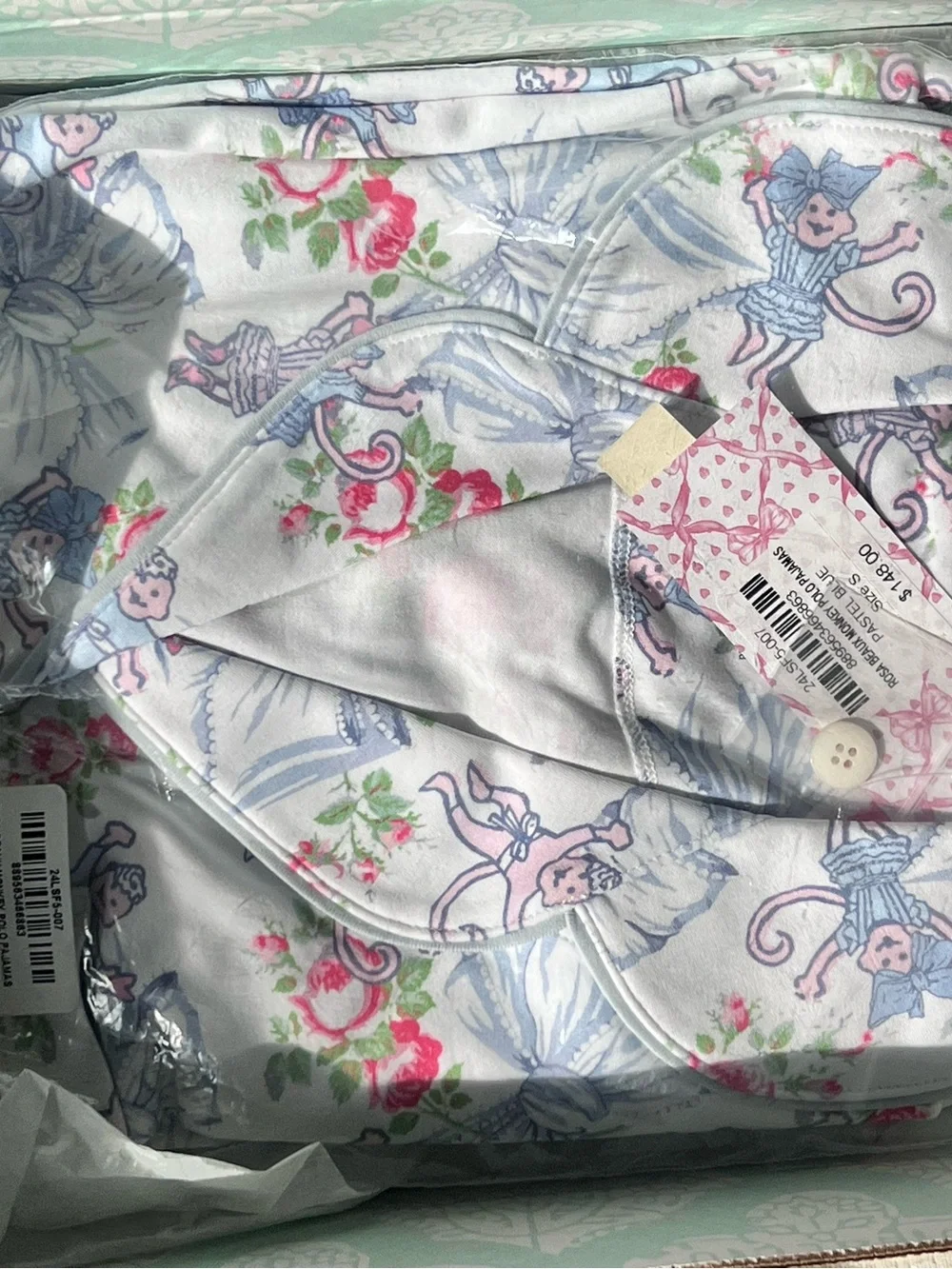 LoveShackFancy x Roller Rabbit Rosa Beaux Monkey Polo Pajama Set Size Small